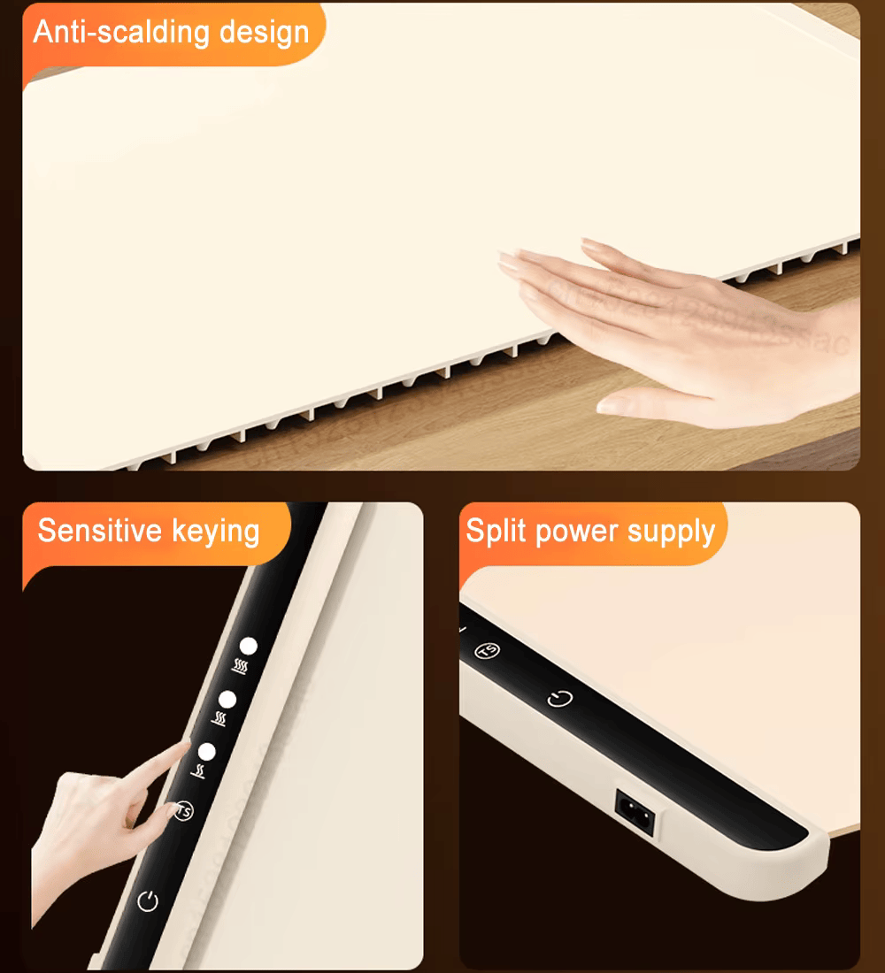 Electric Warming Tray – Portable Foldable Food Warmer with Fast Heating & 3-Temp Control