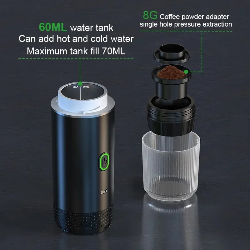 3-in-1 Wireless Portable Coffee Maker – For Car, Home & Travel