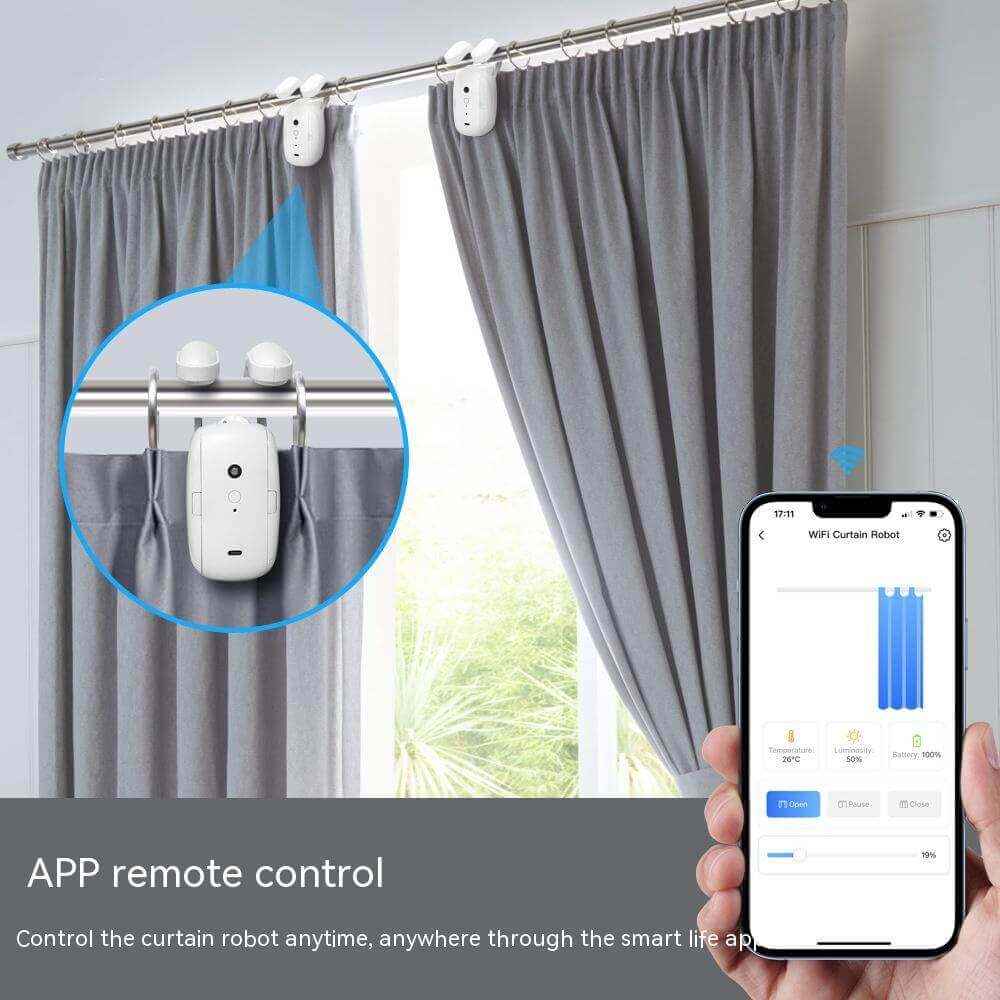 smartCurtain Opener – Alexa, Google, App & Voice Control, Auto Light & Temp Sensor